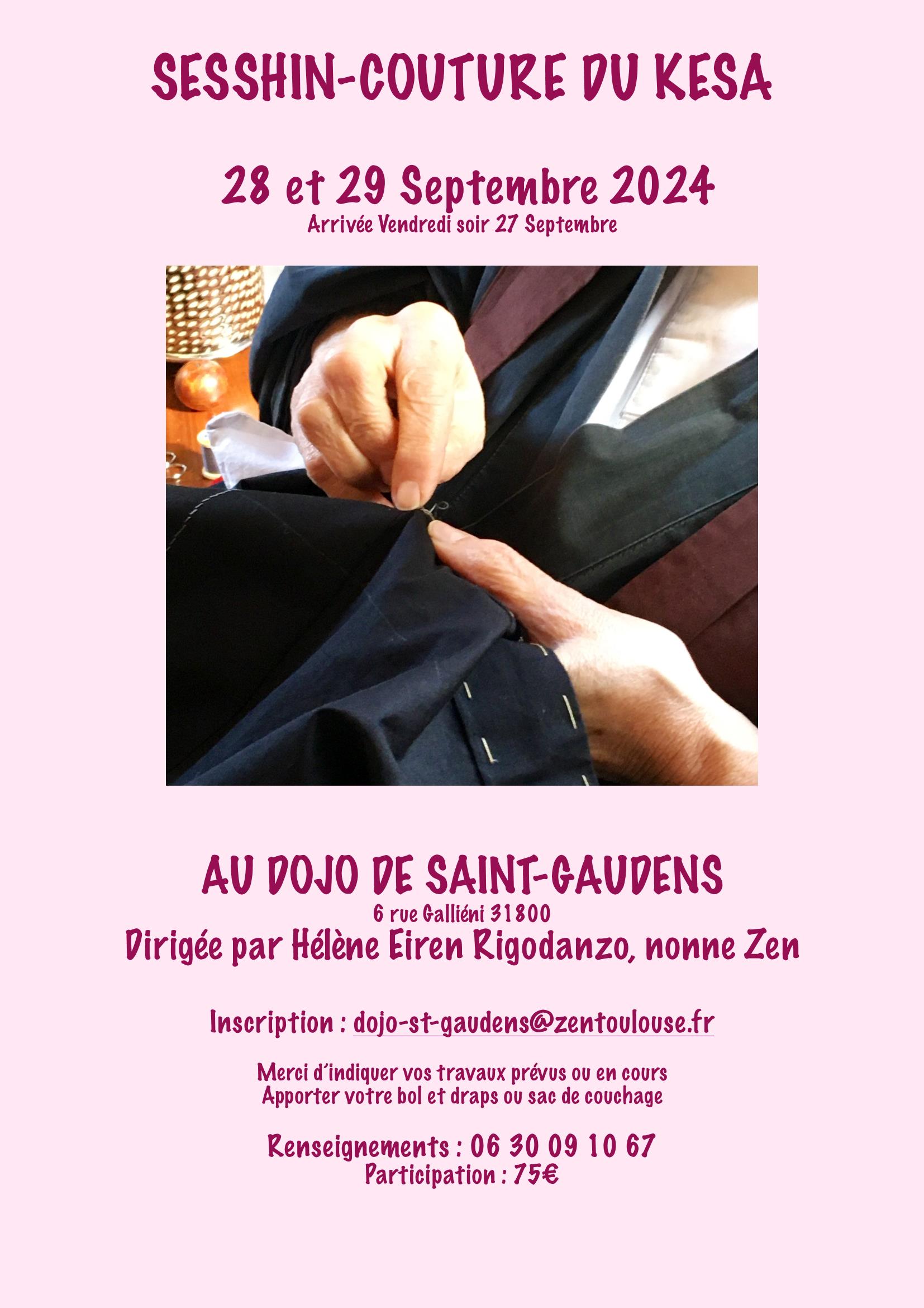 sesshin couture kesa sept 2024 Dojo de Saint-Gaudens